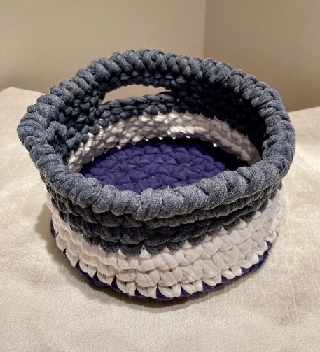 Gray and Navy Basket by Linda Tartaglia, Recycled
