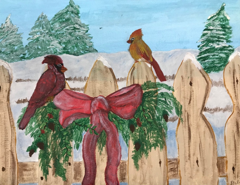 Winter Cardinals by Deborah Kisela
