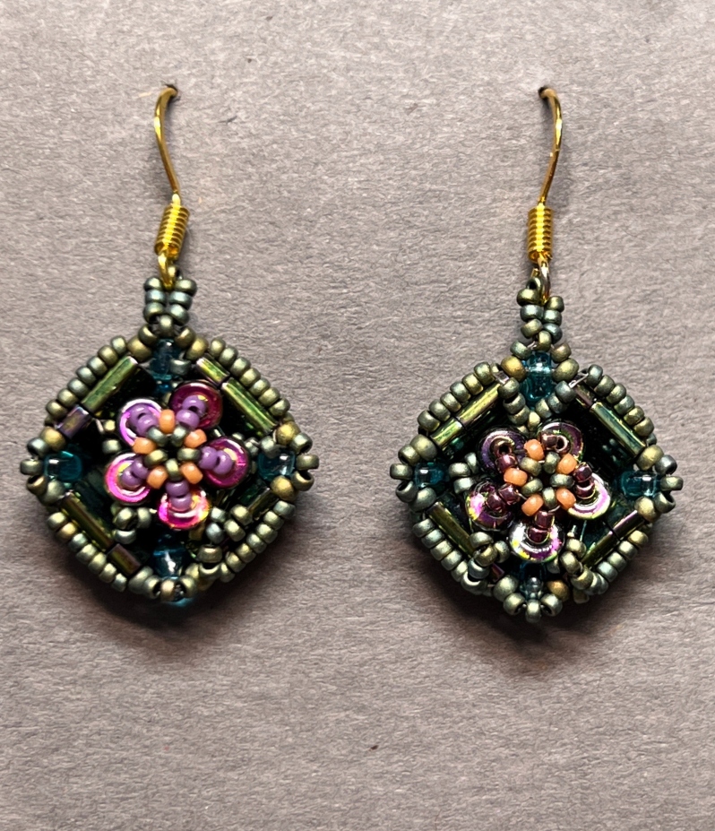 Green Floral Earrings by Kristina Chadwick