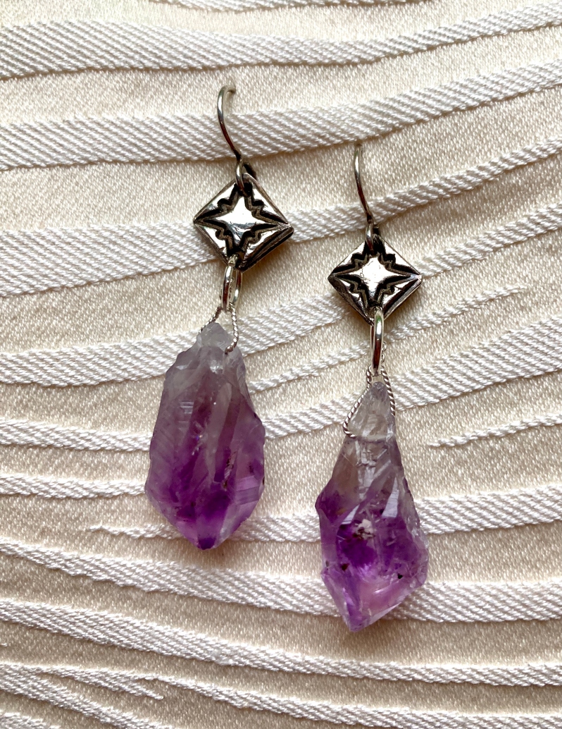 Amethyst Point/Silver Earrings by Merry Madover