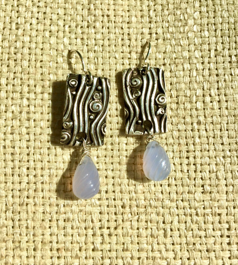 Silver/Chalcedony Drop Earring by Merry Madover
