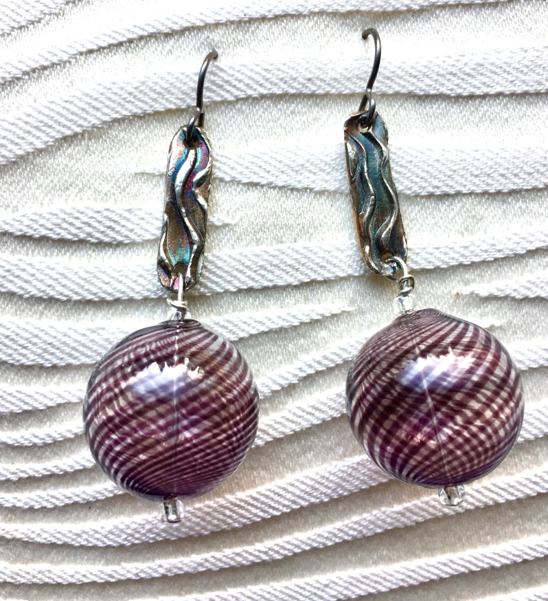 Blown Glass Earrings in Purple by Merry Madover