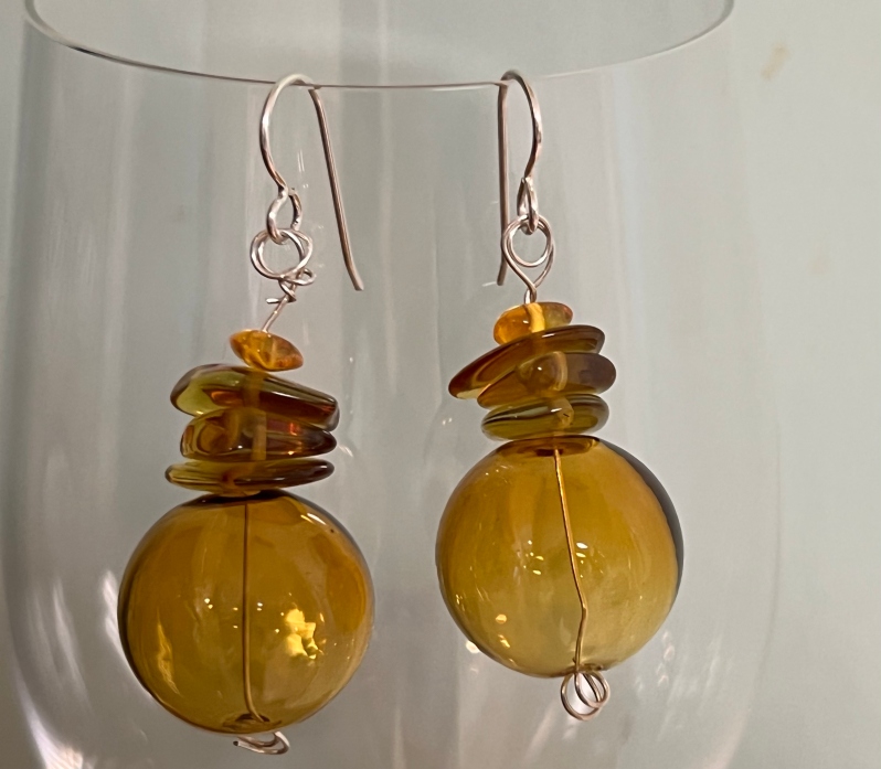 Double Amber Earrings by Merry Madover