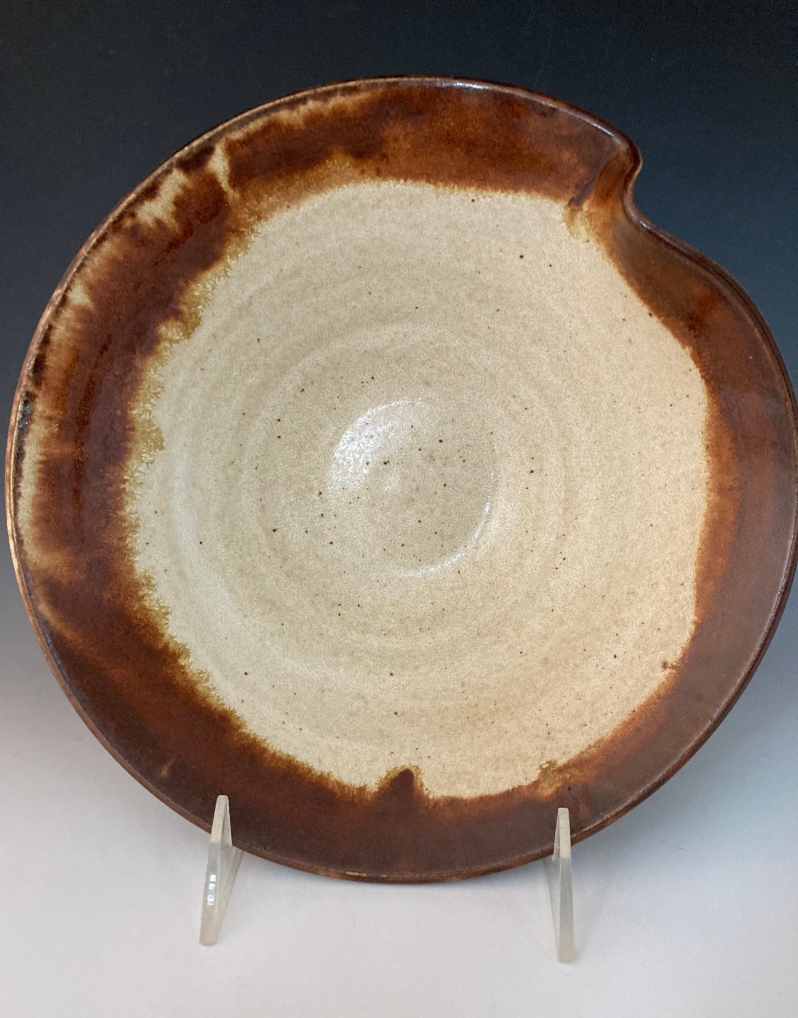 Rust and Speckled White Thumb Bowl by Merle Slyhof
