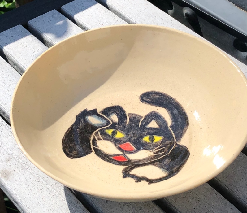 Bowl with Cat by Christa Schneider