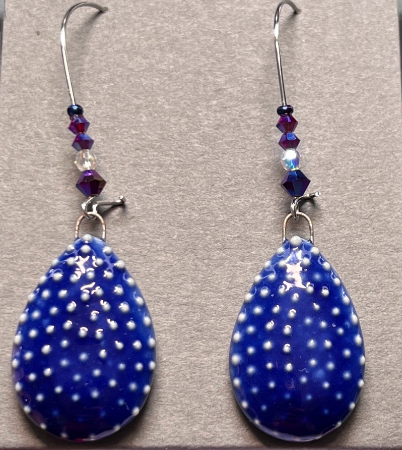 Teardrop Blue Dot earrings by Kristina Chadwick