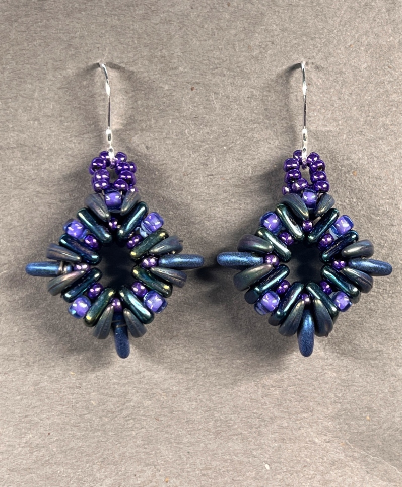 Beaded Blue/Purple earrings by Kristina Chadwick