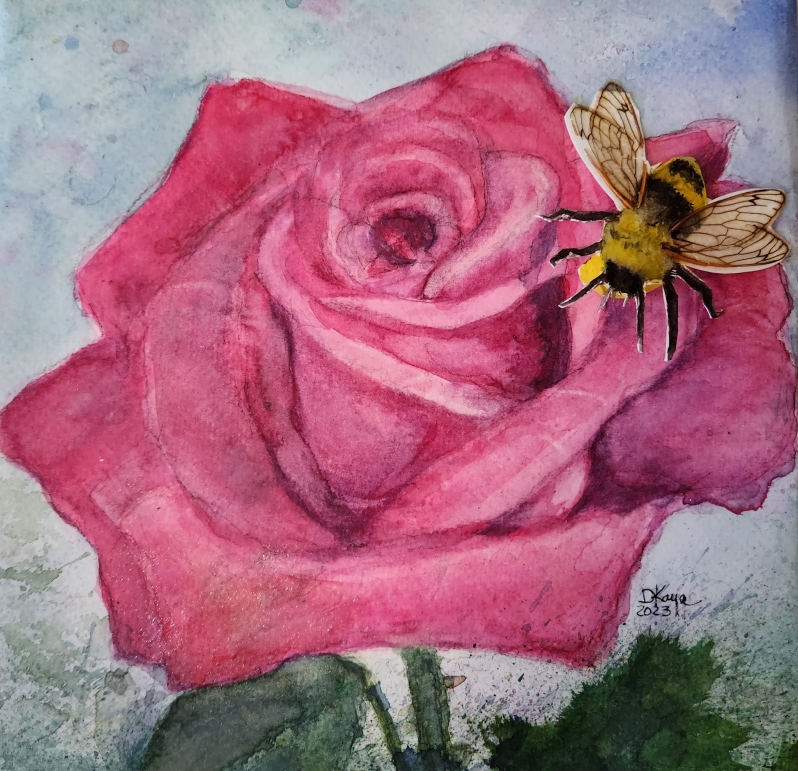 Bee on a Rose by Donna Kaye
