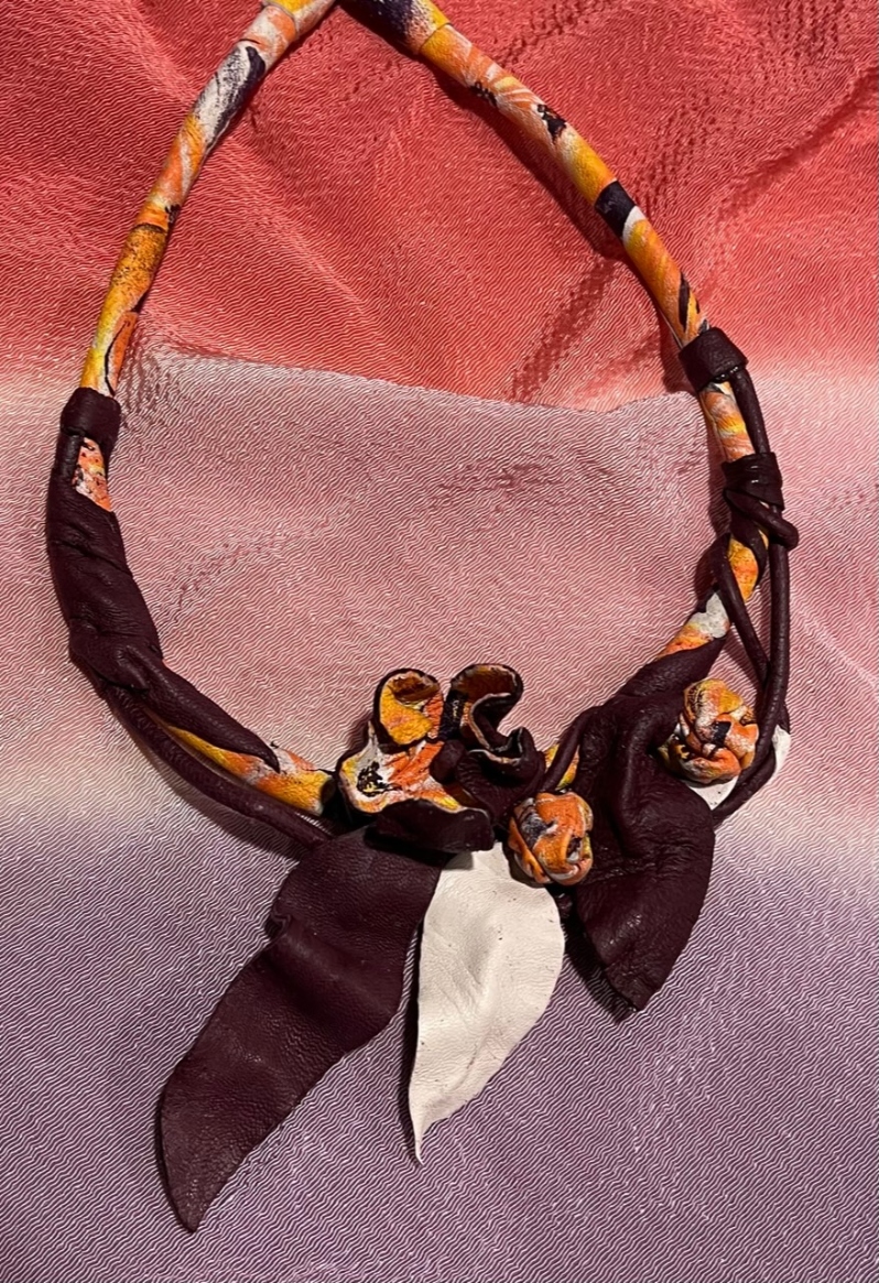Multi Color Leather Necklace by Nelly Kouzmina