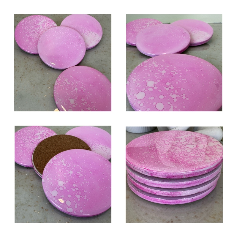 Coaster Sets - Pink and Violet Dots by Francine Ka