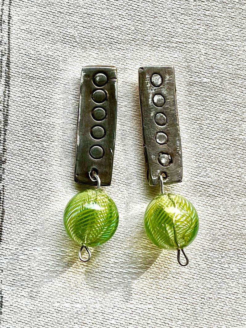Green Glass Earrings by Merry Madover
