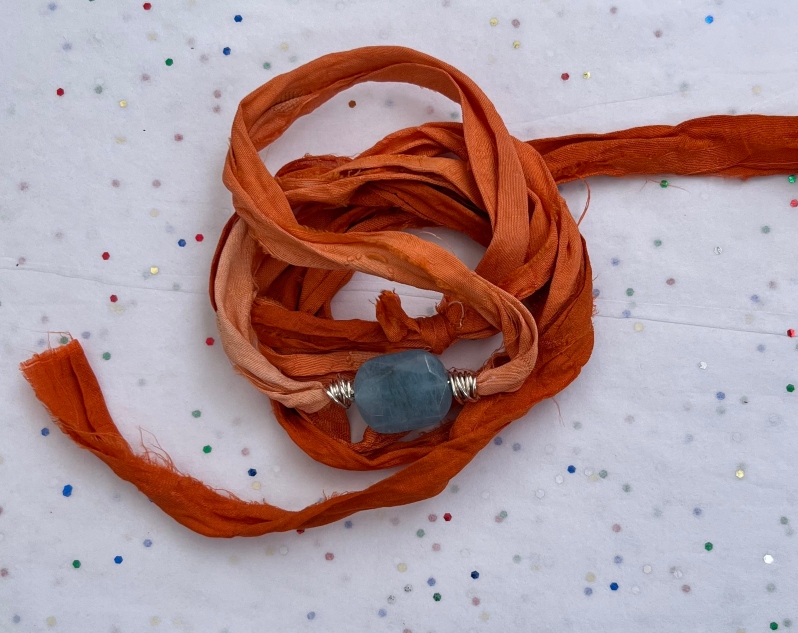 Orange Sari Silk Bracelet by Jeannine Toal
