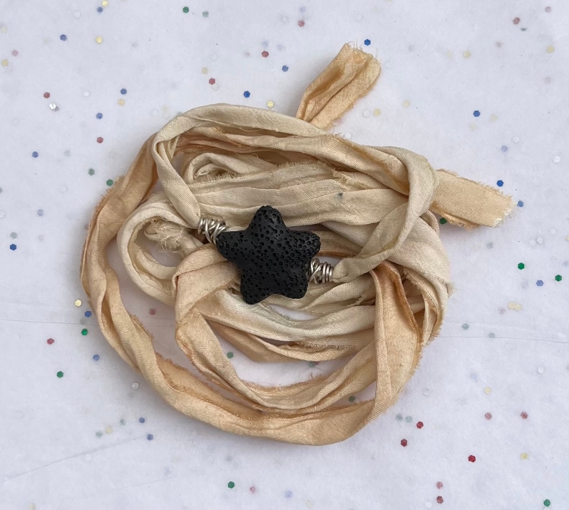 Beige Sari Silk Bracelet by Jeannine Toal