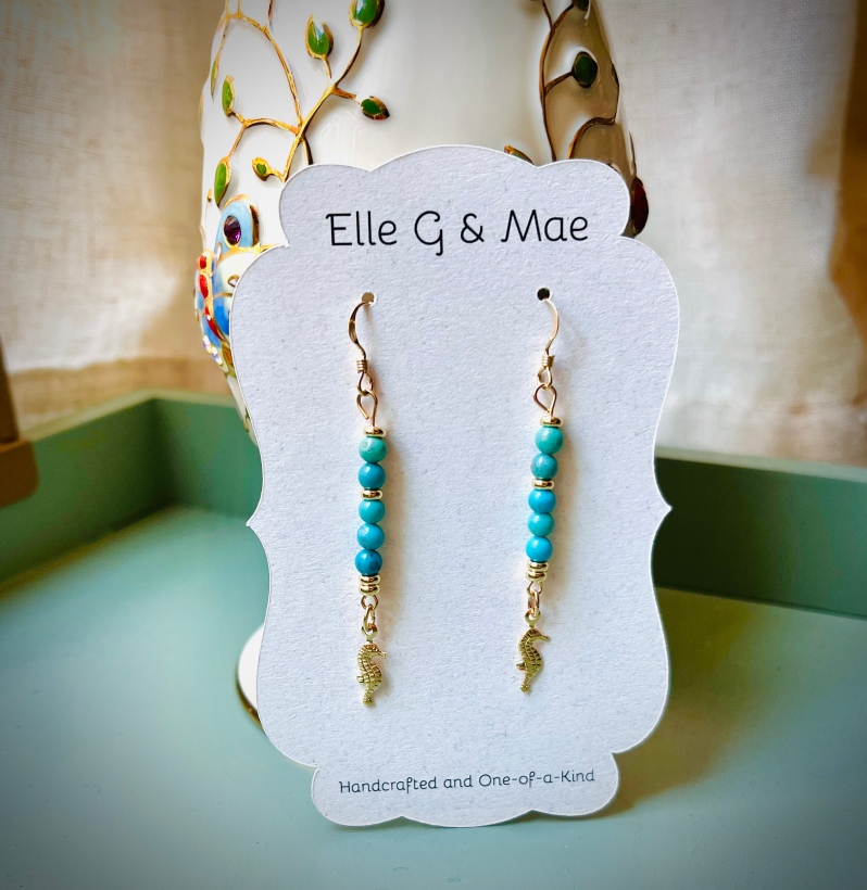 Turquoise Seahorse Drop Earrings by Lauren Maley