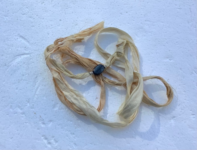 Kyanite Sari Silk Bracelet by Jeannine Toal