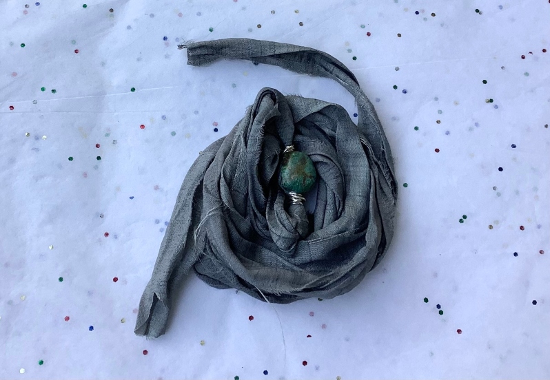 Gray Sari Silk Bracelet by Jeannine Toal