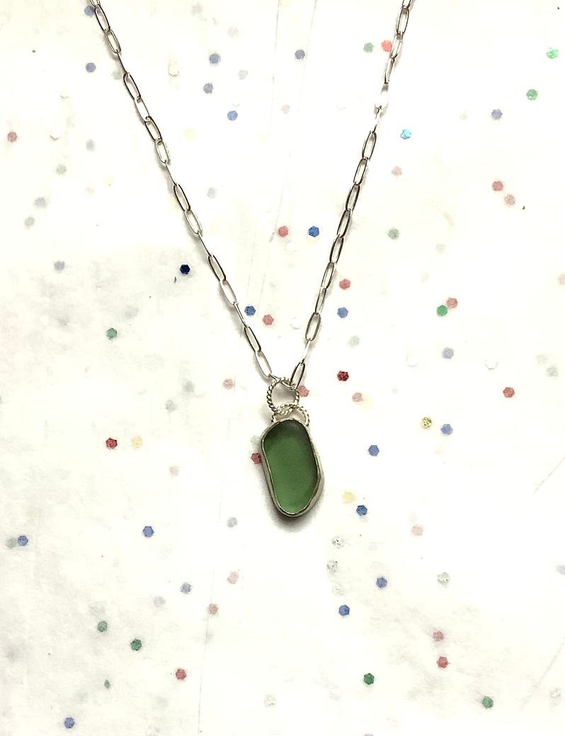 Green Sea Glass Necklace by Jeannine Toal