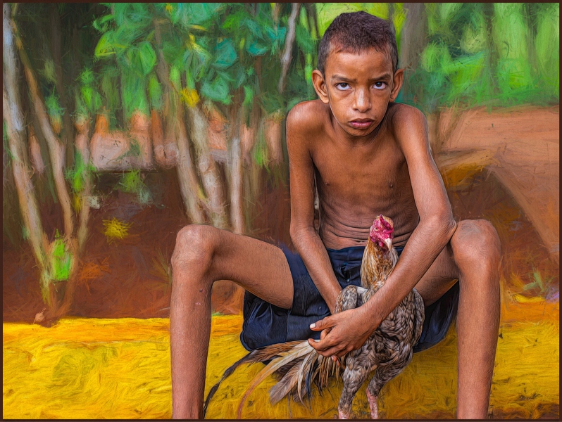 A Boy and His Rooster by Martin Schwartz
