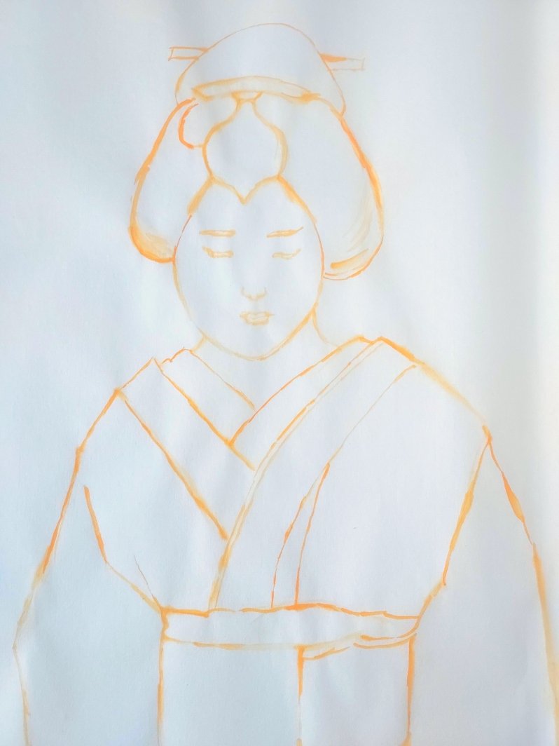 Geisha in Orange 1 by Jane Yuan