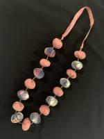 Pink and Blue Silk Bead Necklace by Somdatta Das