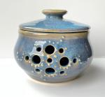 Blue Ceramic Garlic Jar by Kristina Chadwick